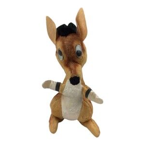 14" Vintage 1960s Early Plush Stuffed Google Eye Kangaroo Toy Animal Fair George